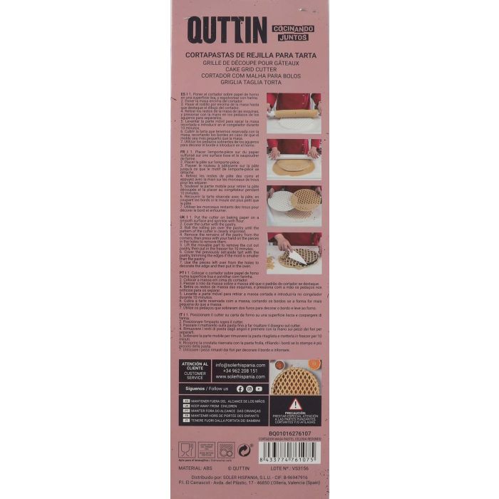 Cortador de Masa para Pastel Celosía Redondo Quttin (6 Unidades) 10 Cortador de Masa para Pastel Celosía Redondo Quttin (6 Unidades) 10