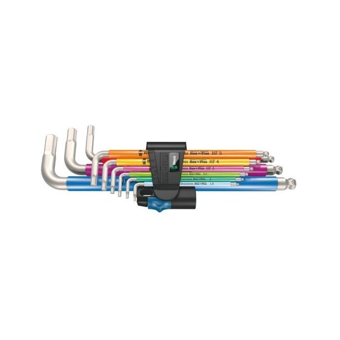 Wera 05022699001 Juego de llaves allen Hex-Plus Multicolour HF Inoxidable, métricas 1.5-10 mm, 9 piezas