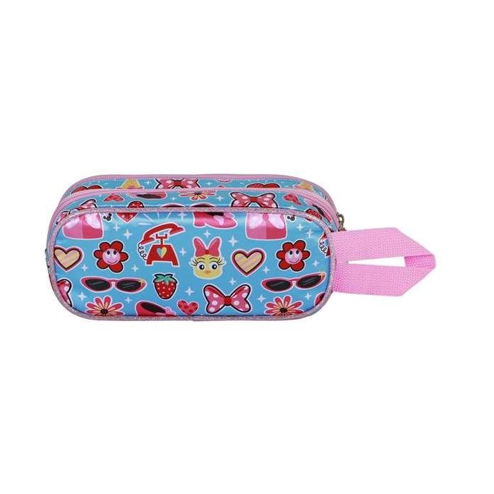 Karactermania Estuche Portatodo Doble 3D Minnie Mouse Happiness, Escolar con Relieve, 2 Compartimentos, Azul, 22x8x9,5 cm 3