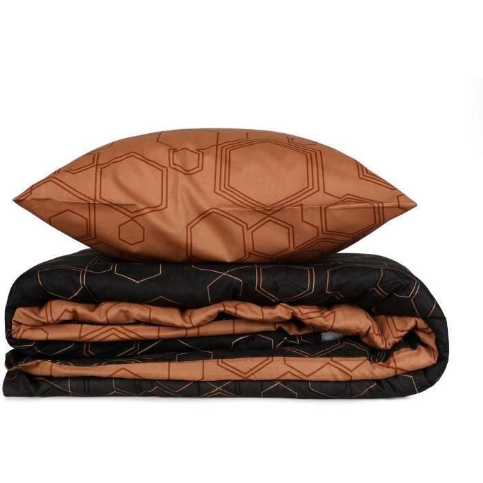 Juego de cama - 1 funda nórdica 220x240 cm + 2 fundas de almohada 60x60 cm - 100% algodón - Cobre 3 Juego de cama - 1 funda nórdica 220x240 cm + 2 fundas de almohada 60x60 cm - 100% algodón - Cobre 3