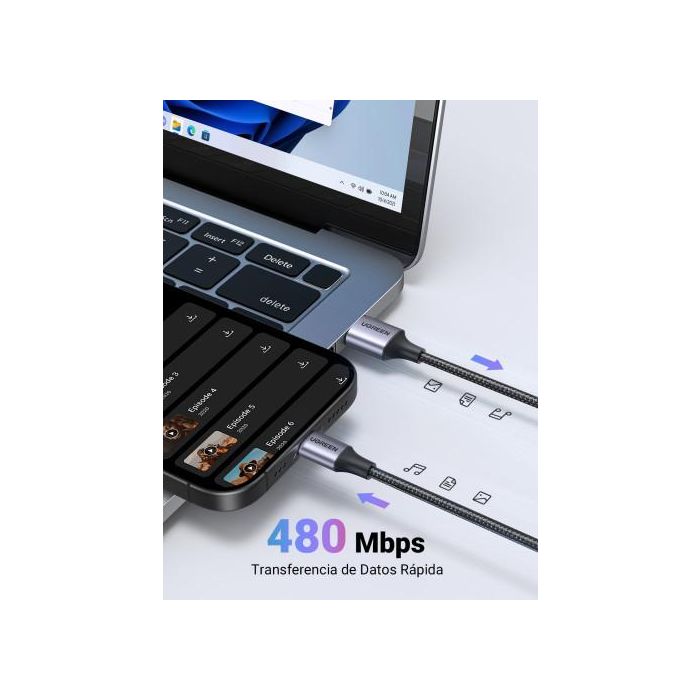 Ugreen 60126 Cable Usb 1 M Usb C Usb A Negro, Gris 5 Ugreen 60126 Cable Usb 1 M Usb C Usb A Negro, Gris 5