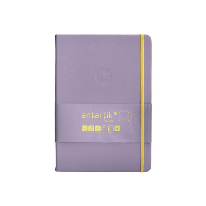 Cuaderno Con Gomilla Antartik Notes Tapa Dura A5 Hojas Lisas Morado Y Amarillo 100 Hojas 80 gr Fsc 1