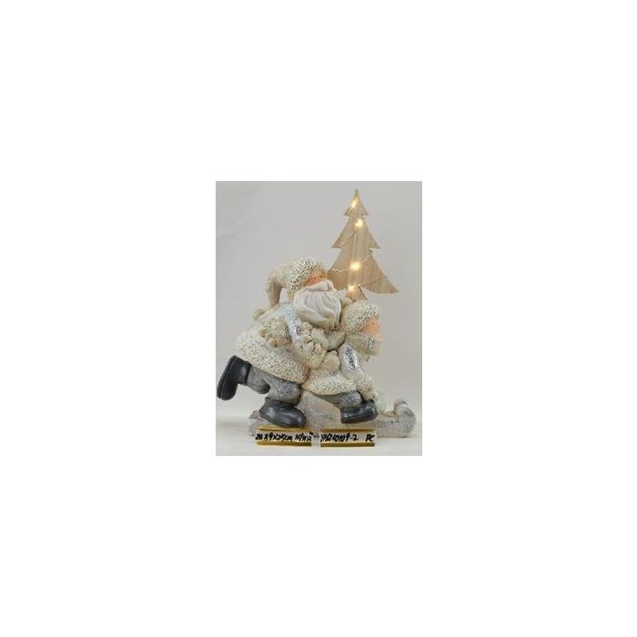 DKD Home Decor Figura de Navidad Moderna con LED de Resina Azul y Blanco 9x22x20 cm Pack 3 Unidades Funciona con 2 Pilas CR2032 2