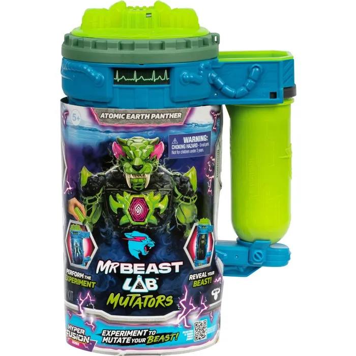 Mrbeast Lab Figura Mutator Atomic Earth Panther - MRB0630996250082 - Figura de Acción de Roca de 13 cm para Mayores de 5 Años