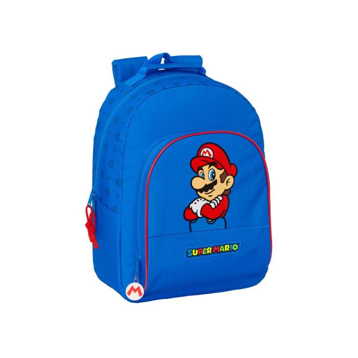 Mochila Escolar Super Mario Play Azul Rojo 32 x 42 x 15 cm