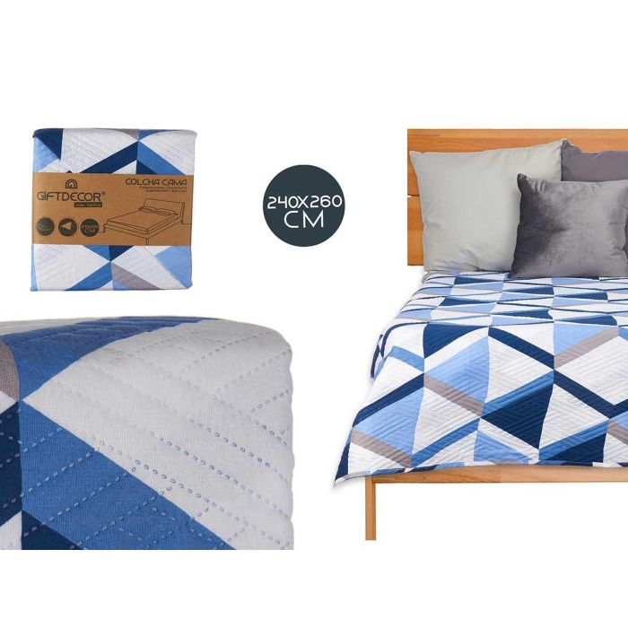 Colcha Reversible Giftdecor 240x260 cm Azul y Blanco - 100% Poliéster (6 Unidades) Colcha Reversible Giftdecor 240x260 cm Azul y Blanco - 100% Poliéster (6 Unidades)