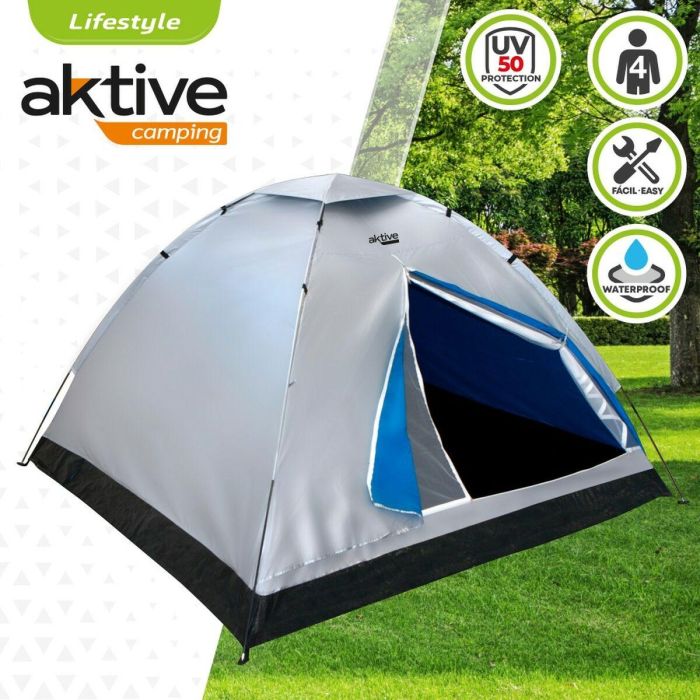 Tienda de Campaña Aktive 4 personas 205 x 130 x 205 cm (2 Unidades) 3