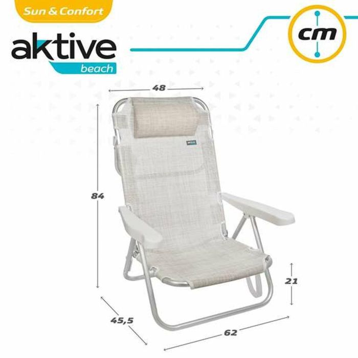 Silla playa aluminio plegable 5 posiciones 48x46x84 cm con cojin mas asa. 2 Silla playa aluminio plegable 5 posiciones 48x46x84 cm con cojin mas asa. 2