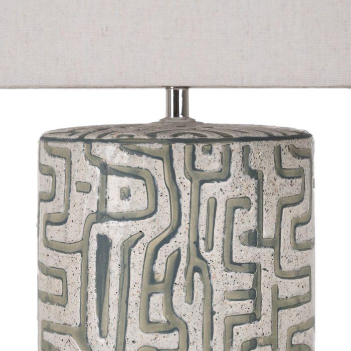 Lámpara Mesa Blanco-Gris Cerámica 42 X 42 X 73 cm