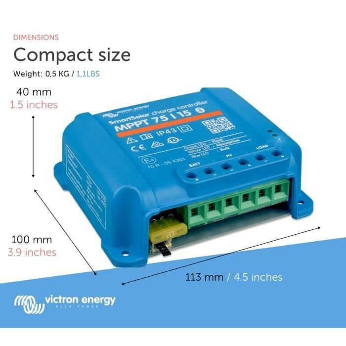 Regulador solar Victron MPPT - 75/15 - 12/24V - 15A 3 Regulador solar Victron MPPT - 75/15 - 12/24V - 15A 3