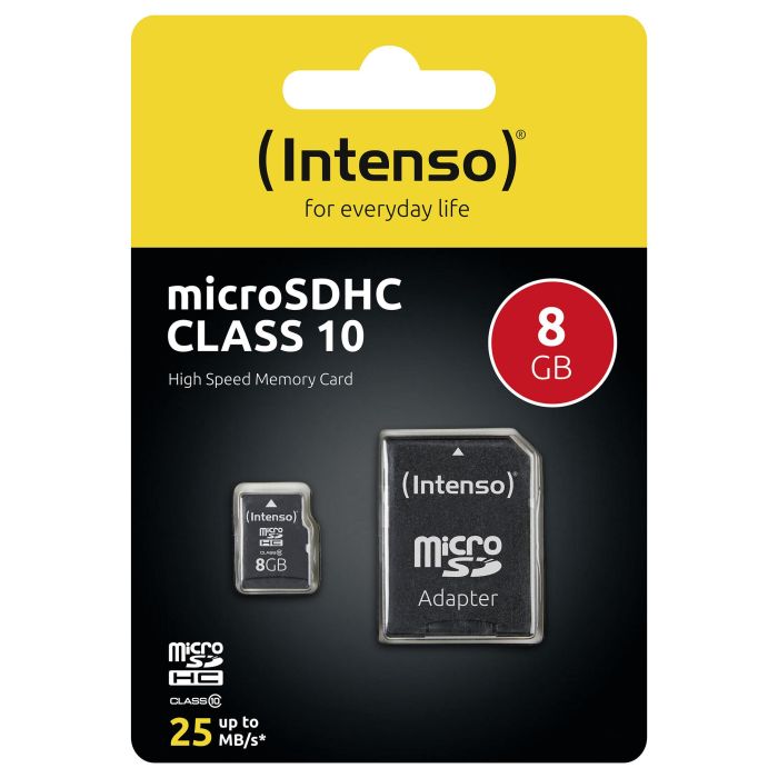 Intenso Tarjeta MicroSDHC de 8GB Clase 10, Velocidad de Lectura 25MB/s, Referencia 3413460 3