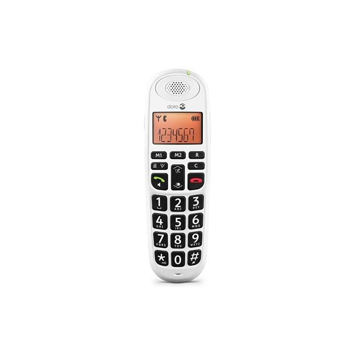 Doro PhoneEasy 100w - Teléfono DECT con altavoz, 20 entradas en agenda, identificador de llamadas y pantalla con luz de fondo, color Blanco 1 Doro PhoneEasy 100w - Teléfono DECT con altavoz, 20 entradas en agenda, identificador de llamadas y pantalla con luz de fondo, color Blanco 1