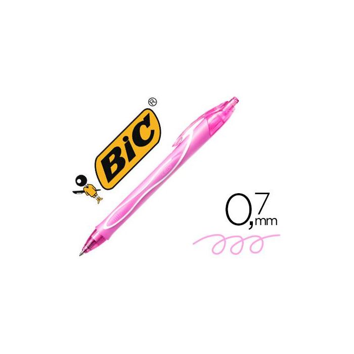 Boligrafo Bic Gelocity Quick Dry Retractil Tinta Gel Rosa Punta De 0,7 mm 12 unidades