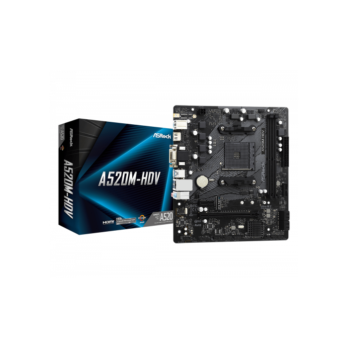 ASROCK Placa Base A520M-HDV AMD AM4 DDR4 Micro ATX Compatible con AMD Ryzen ASROCK Placa Base A520M-HDV AMD AM4 DDR4 Micro ATX Compatible con AMD Ryzen