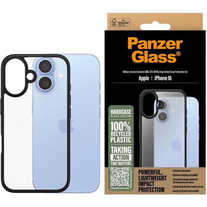 PanzerGlass HardCase iPhone 16 Negro Funda Protección Antigolpes y Rayones 1