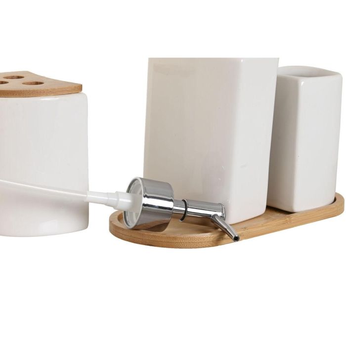 Baño DKD Home Decor Blanco Natural 10 x 19 x 19.5 cm Set de 4 2