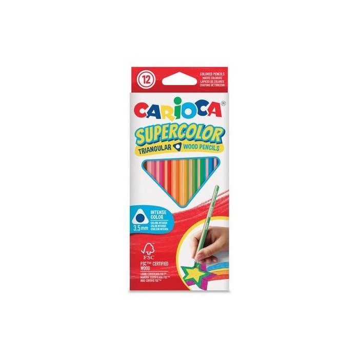 Lapices De Colores Carioca Supercolor Triangular Caja De 12