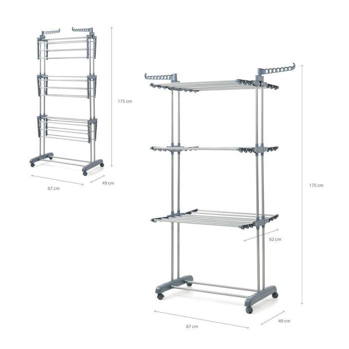 Tendedero Plegable Vertical con Ruedas Dolver InnovaGoods 24 Barras 4 Tendedero Plegable Vertical con Ruedas Dolver InnovaGoods 24 Barras 4