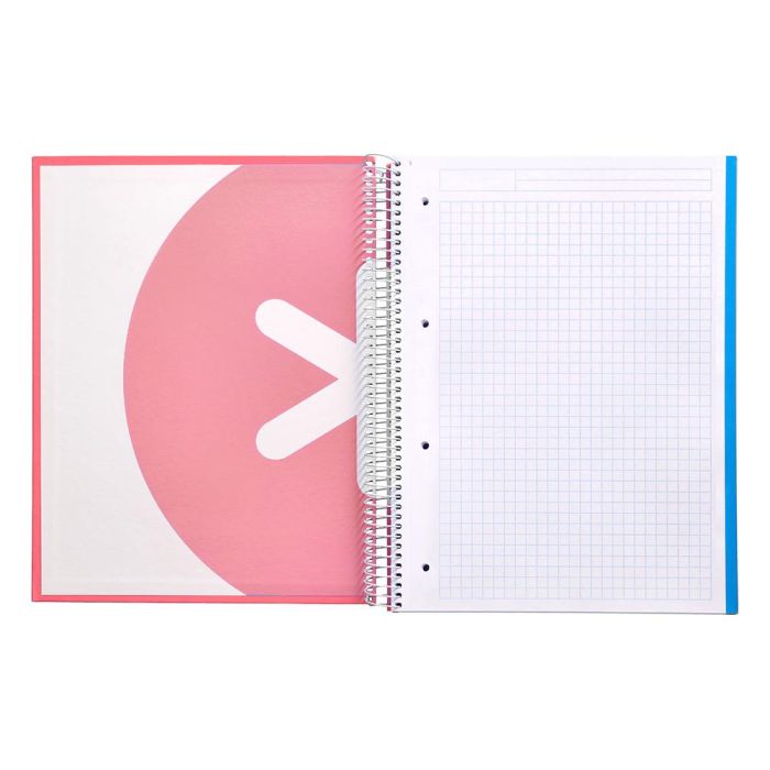 Cuaderno Espiral A4 Micro Antartik Tapa Forrada 120H 90 gr Cuadro 5 mm 5 Bandas 4 Taladros Color Coral 6