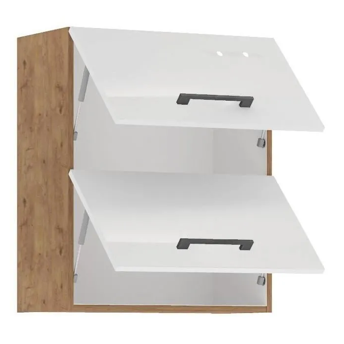 Rock Columna ROCK60GUWH Roble Lancelot y Melamina Blanco Brillo 60 cm 2 Puertas Basculantes 1