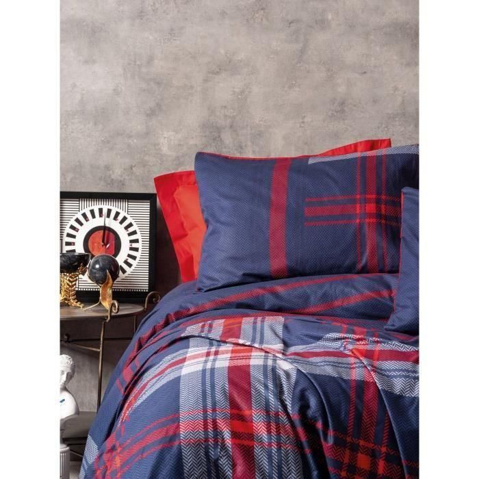 ASI8683742886389 Juego de cama 1 funda nórdica 220x240 cm 2 fundas almohada 60x60 cm 100% algodón Rojo
