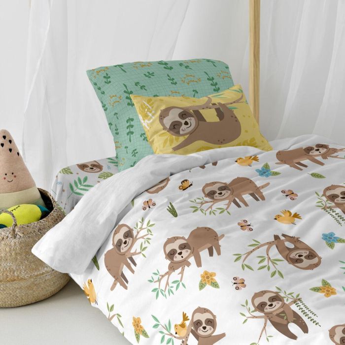 Juego de funda nórdica HappyFriday Moshi Moshi Happy Sloth Multicolor Cama de 80 2 Piezas 4