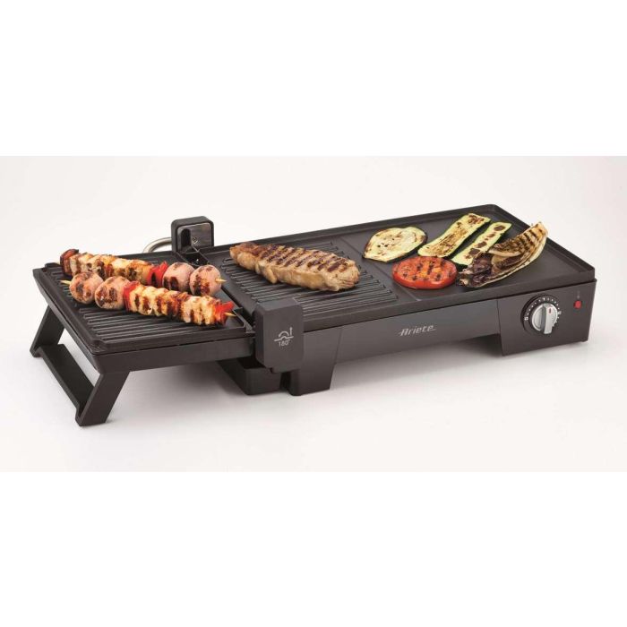 Ariete 1916 Grill Eléctrico 3 en 1 Multifunción | Plancha y Parrilla para Bocadillos y Carne | Apertura 180º | Placas Antiadherentes 3