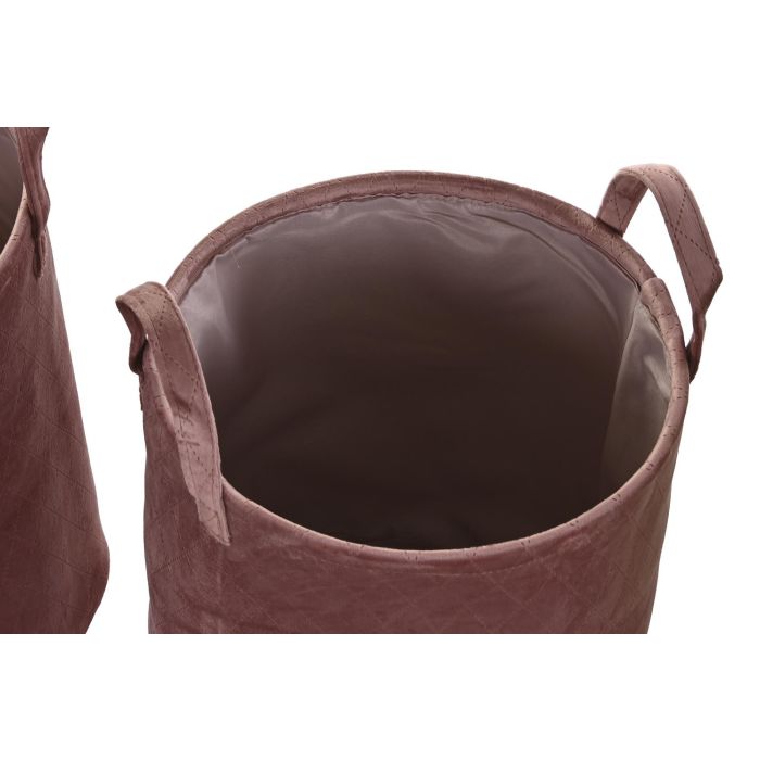 DKD Home Decor Cesta Set de 3 (2 Unidades) Mostaza Terracota Poliester 38 x 40 x 38 cm 2