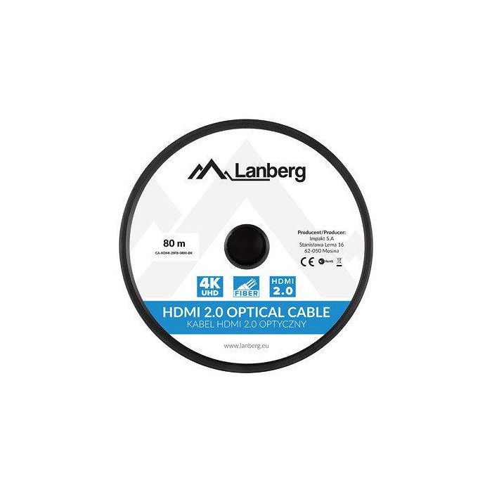 LANBERG CA-HDMI-20FB-0800-BK Cable HDMI 80m Versión 2.0 Macho a Macho con Contactos Chapados en Oro Color Negro y Plata 3