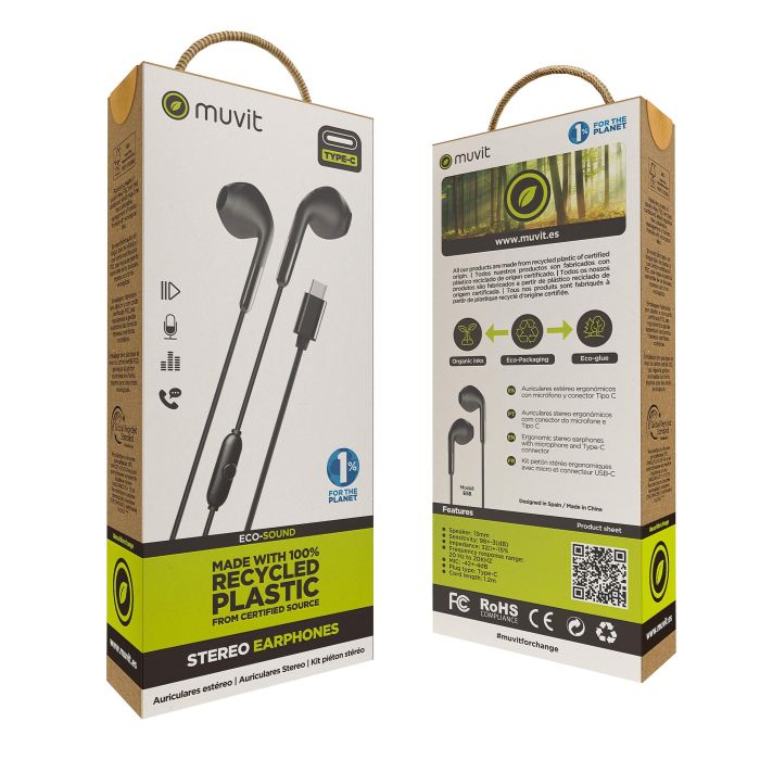 Muvit Auriculares E58 Estéreo con Conector Tipo C, Materiales Reciclados, Sonido de Alta Calidad 7 Muvit Auriculares E58 Estéreo con Conector Tipo C, Materiales Reciclados, Sonido de Alta Calidad 7