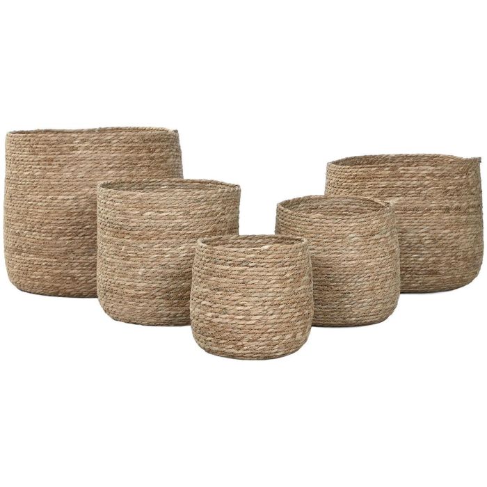 DKD Home Decor Macetero Urban Marrón de Fibra Trenzada, Juego de 5 unidades, 44 cm Ancho x 44 cm Largo x 45 cm Alto 2