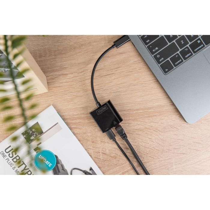 Digitus Adaptador USB Type-C a Gigabit Ethernet con Power Delivery, Negro 1 Digitus Adaptador USB Type-C a Gigabit Ethernet con Power Delivery, Negro 1