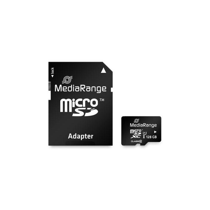 MediaRange MR945 Tarjeta MicroSDXC de 128GB, Clase 10, UHS-I, Incluye Adaptador SD 2
