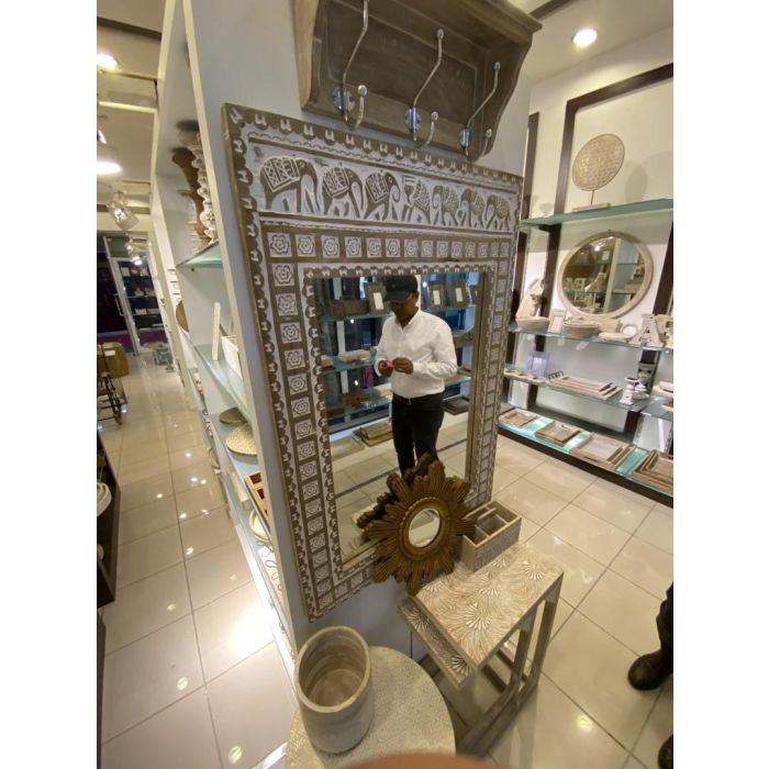 DKD Home Decor Espejo Blanco Natural Mango 4 x 121 x 83 cm 1