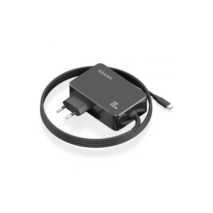 Cargador de Portátil GaN Aisens ASCH-1PD100WL50-BK USB Tipo-C/ 100W/ Automático/ Voltaje 5-20V Cargador de Portátil GaN Aisens ASCH-1PD100WL50-BK USB Tipo-C/ 100W/ Automático/ Voltaje 5-20V
