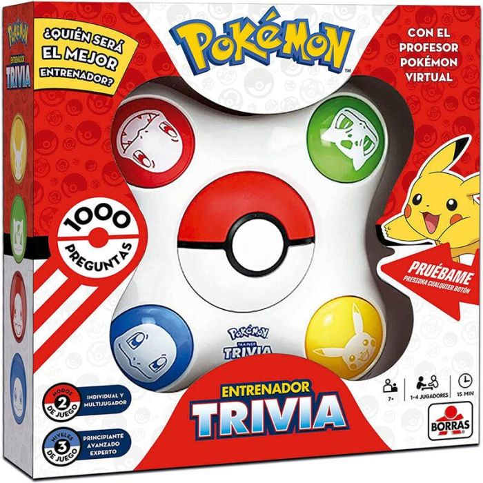 Pokemon Juego de Mesa Trivia Entrenador: ¿Quién Será el Mejor? | Edad 7+ años, Requiere 3 pilas LR6 (no incluidas), Idiomas ES/EN 1