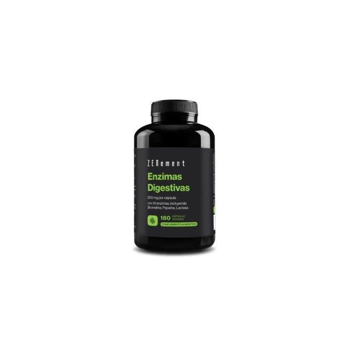 ZENEMENT Enzimas Digestivas de Alta Concentración, 10 Enzimas, con Amilasa, Proteasa, Lipasa y Lactasa, 180 Vcaps.