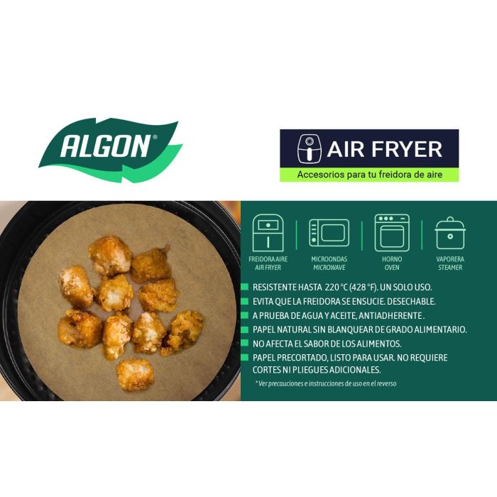 Algon - Set de 40 Papeles Redondos para Airfryer de 23 cm (24 Unidades) 9