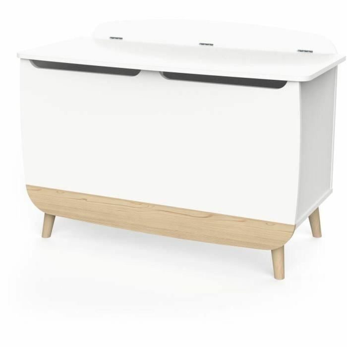 Caja para juguetes - FIRMIANA - Estilo escandinavo - Blanco mate / Roble Kronberg - 82,4 x 39,1 x 58,9 cm - DEMEYERE 2