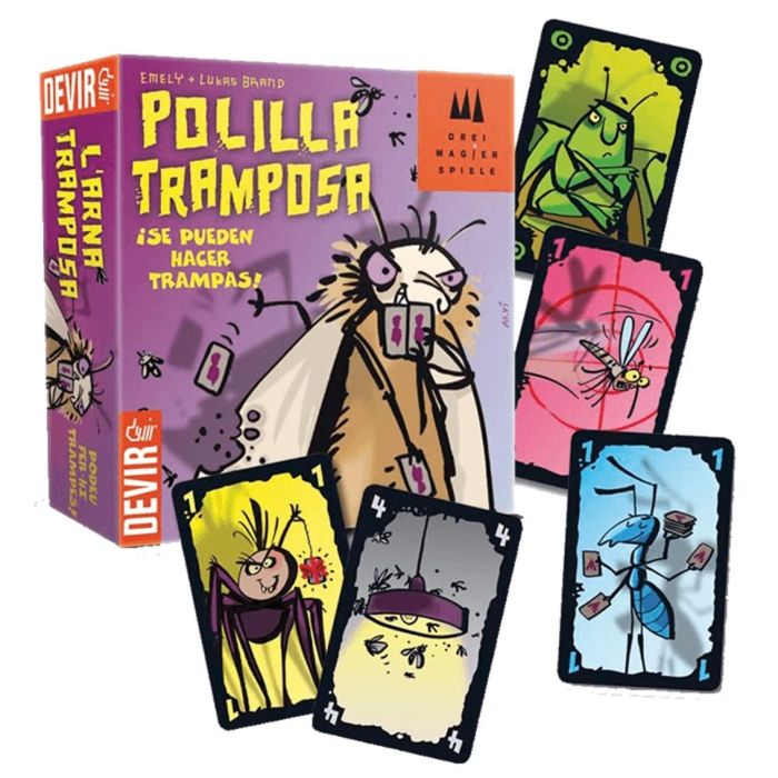 Devir Juego Polilla Tramposa - ¡Gana deshaciéndote de tus cartas! - Juego de Mesa para 5 Jugadores - Edad 7 a 99 años - Español, Portugués, Catalán 0 Devir Juego Polilla Tramposa - ¡Gana deshaciéndote de tus cartas! - Juego de Mesa para 5 Jugadores - Edad 7 a 99 años - Español, Portugués, Catalán 0
