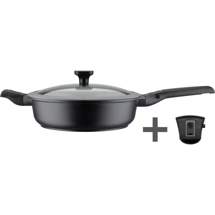 GSW 167833 Sartén Easy Click de aluminio y plástico de 28 cm con tapa de cristal - Negra
