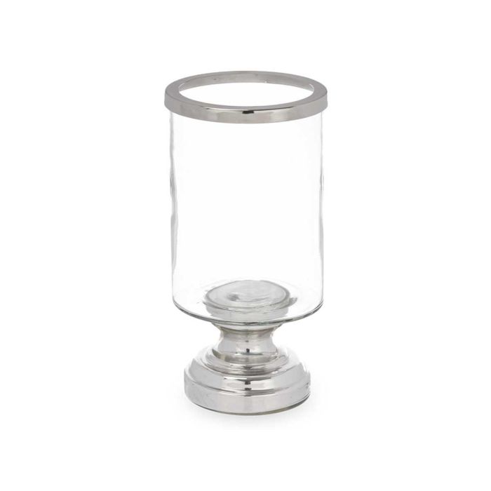 Portavela Copa Cilindro Plateada Giftdecor 12.5x25x12.5 cm Cristal y Acero (6 Unidades) 1