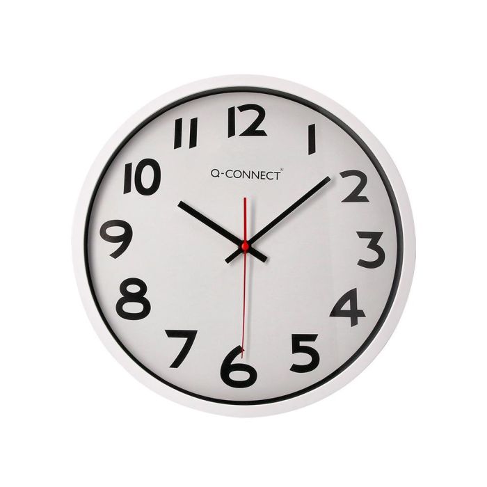 Reloj Q-Connect De Pared Plastico Oficina Redondo 34 cm Marco Blanco 1