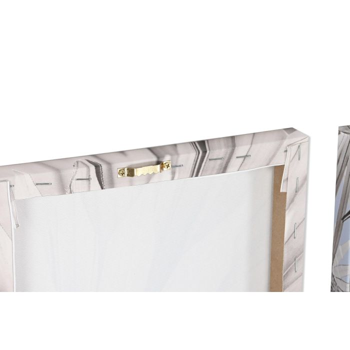 DKD Home Decor Set de 5 Piezas Cuadro Decorativo Hojas Beige Verde Lienzo MDF 25 x 25 x 2.5 cm 3