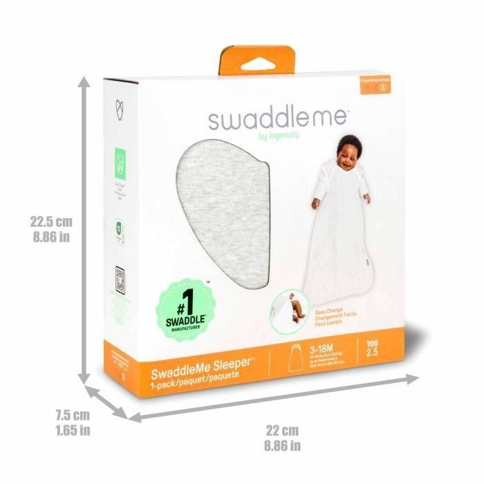 INGENUITY, Saco de dormir, saco de dormir gris ratón, TOG 2.5, apto de 3 a 18 meses, certificado Oeko-Tex 4 INGENUITY, Saco de dormir, saco de dormir gris ratón, TOG 2.5, apto de 3 a 18 meses, certificado Oeko-Tex 4