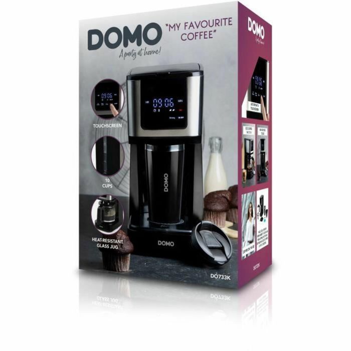 Domo DO733K Cafetera de filtro 900W, 4-10 tazas, Pantalla LCD, 3 intensidades, Negra 2