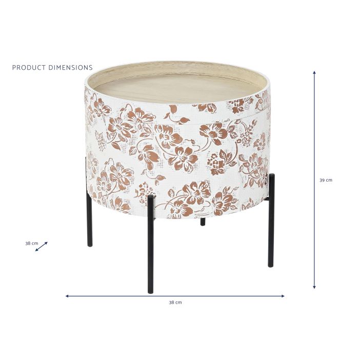 DKD Home Decor Mesita Auxiliar Shabby Blanco Negro con Tapa, de MDF y Metal, Desmontable, 38 x 39 x 38 cm 3