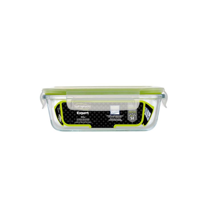 San Ignacio Fiambrera hermética rectangular borosilicato Expert 640 ml, apta para lavavajillas y temperaturas extremas, libre de tóxicos, modelo SG-4701