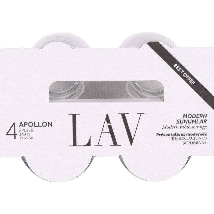 Lav Set 4 Vasos 340 cc Apollon Best Offer (12 Cajas)
