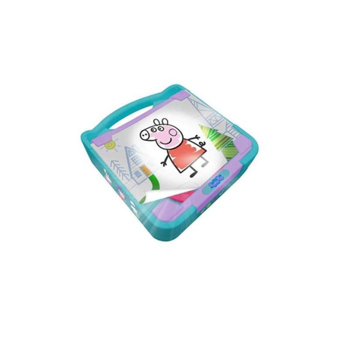 Peppa Pig Pizarra con Luz Amicjoc 33x37x66,5 cm para Niños +4 Años, Incluye 30 Dibujos y Rotulador, Color Azul